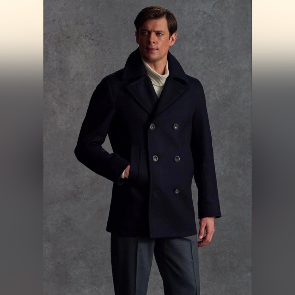 Men's Classic Black Peacoat